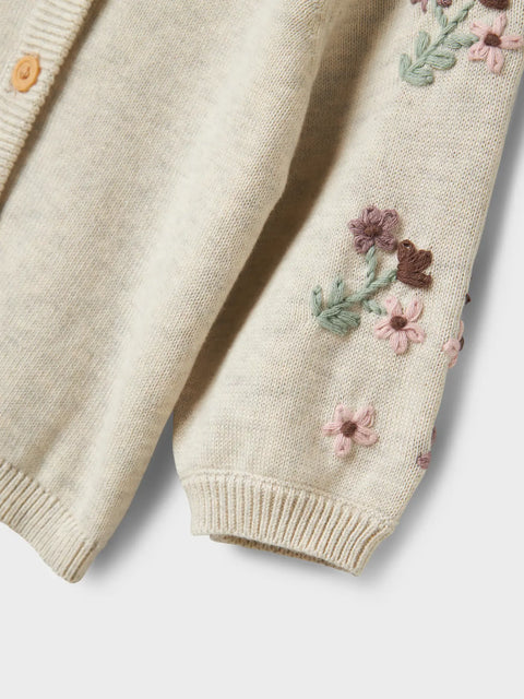 Name it Strickjacke Blümchen beige