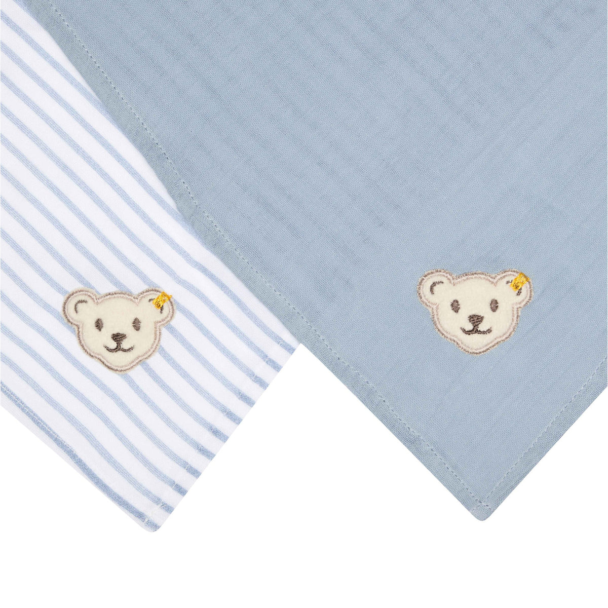 Steiff 2er Pack Musslin GOTS uni blau/gestreift