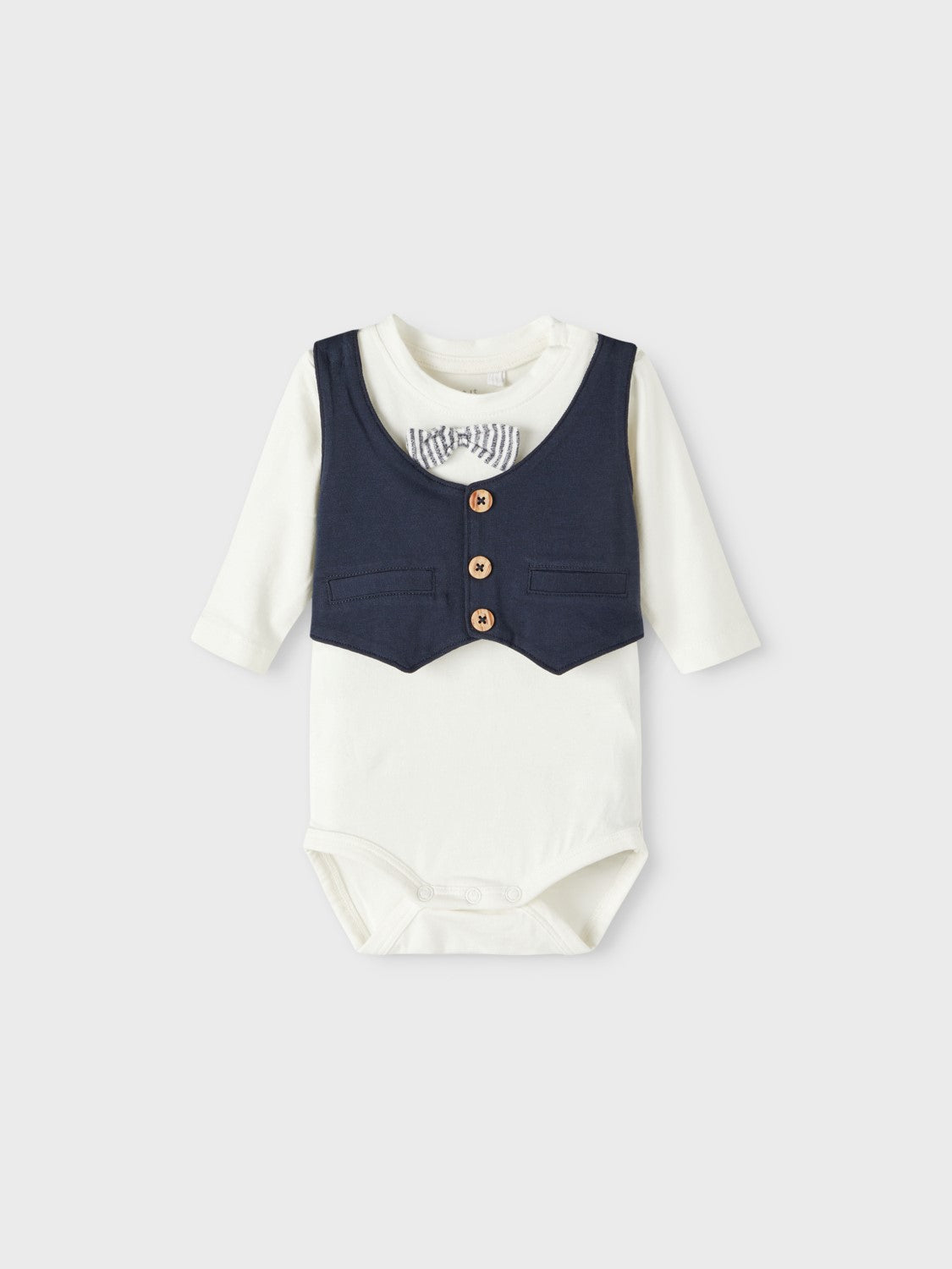 Name it Set Body, Weste, Fliege, Hose blau/weiß