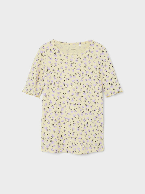 Name it T-Shirt Blumen cream/lila