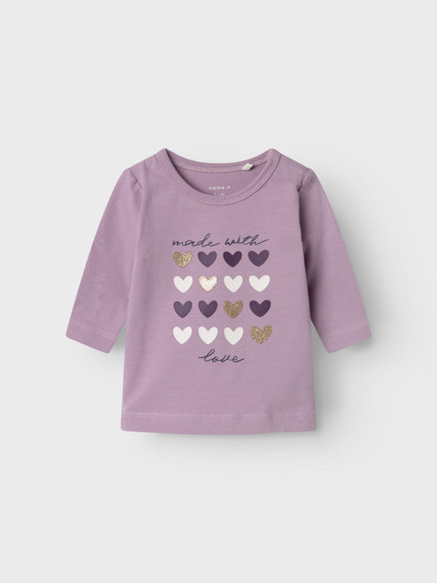 Name it Langarmshirt Made with Love lavender
