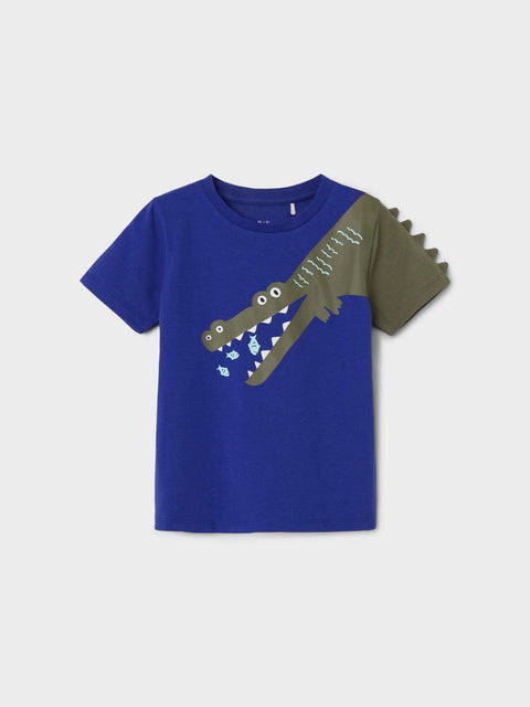 Name it T-Shirt Krokodil royalblau/oliv
