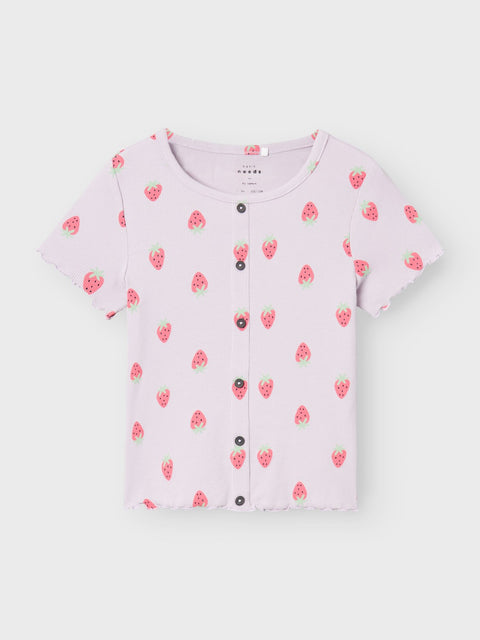 Name it Ripp T-Shirt Erdbeeren orchid
