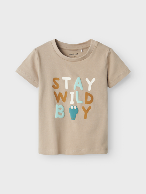 Name it T-Shirt Stay Wild Boy beigebraun