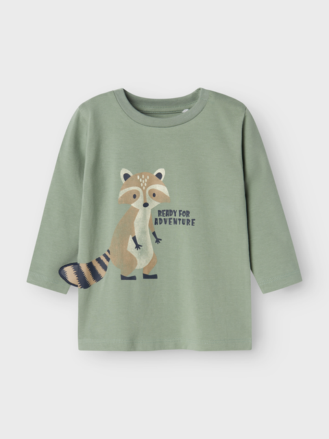 Name it Langarmshirt Waschbär waldgrün