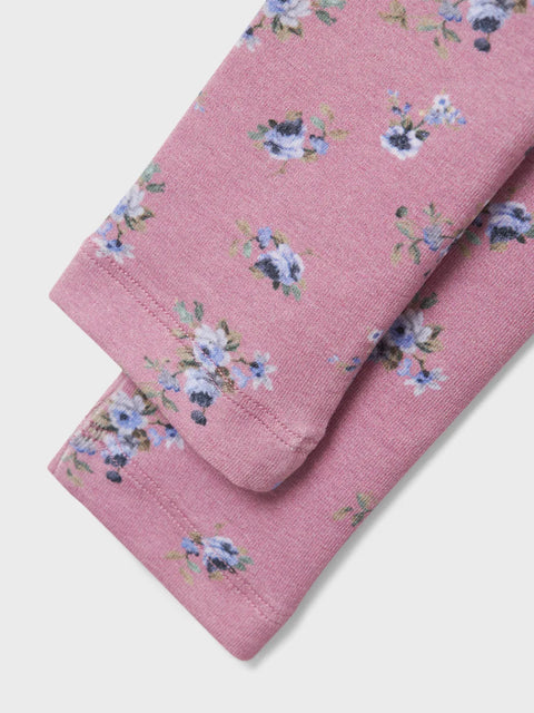 Name it Leggings Blumen mauve orchid