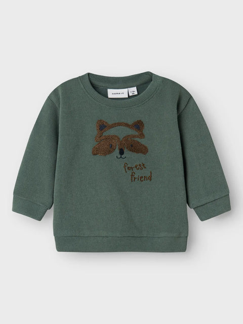 Name it Sweatshirt Waschbär dark forest