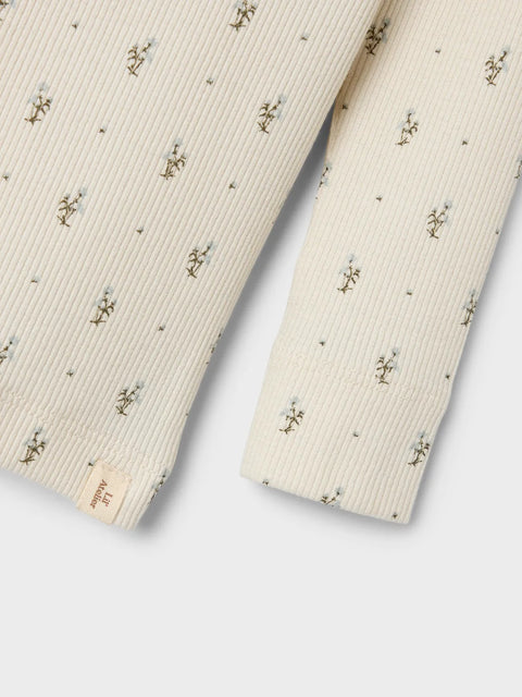 Lil' Atelier Rüschen Langarmshirt Blue Flowers turtledove