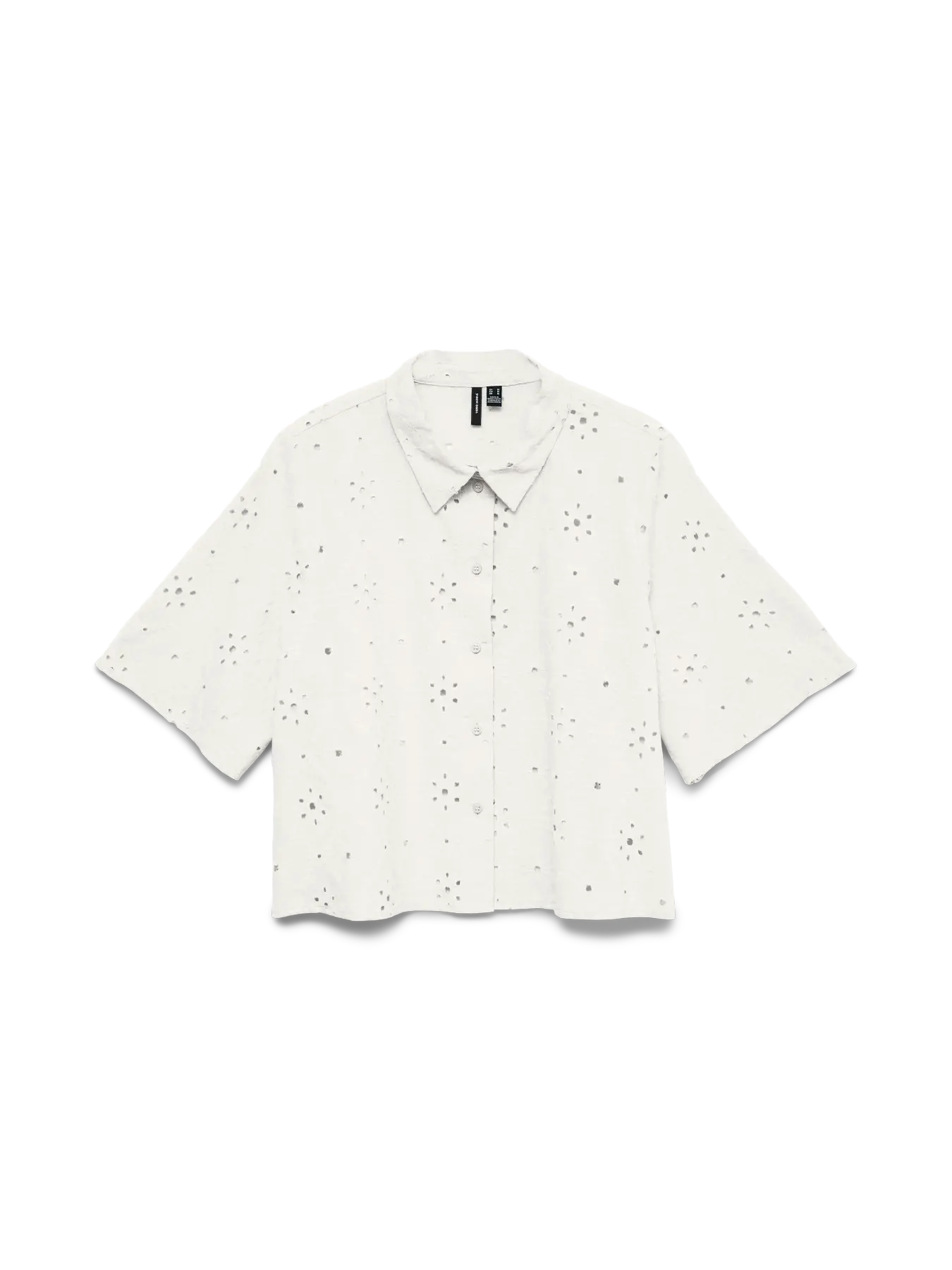Vero Moda kurze Bluse mit Lochmuster weiß