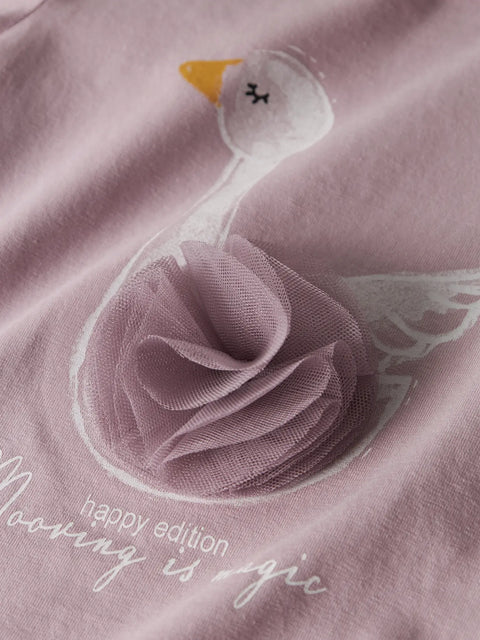 Name it Langarmshirt Schwan lilac