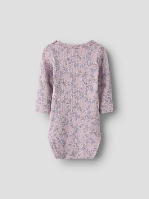 Name it Langarm Rib Body Blumen violett