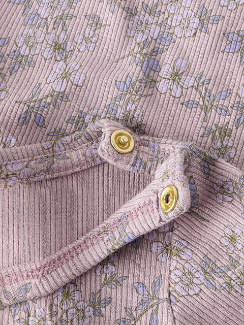 Name it Langarm Rib Body Blumen violett