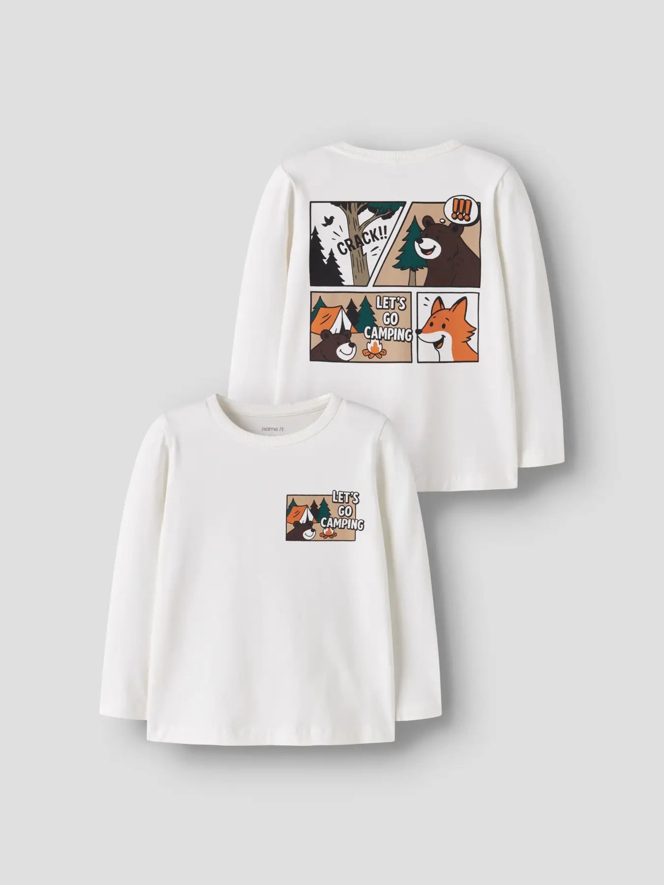 Name it Langarmshirt Comic Fuchs & Bär cloud dancer