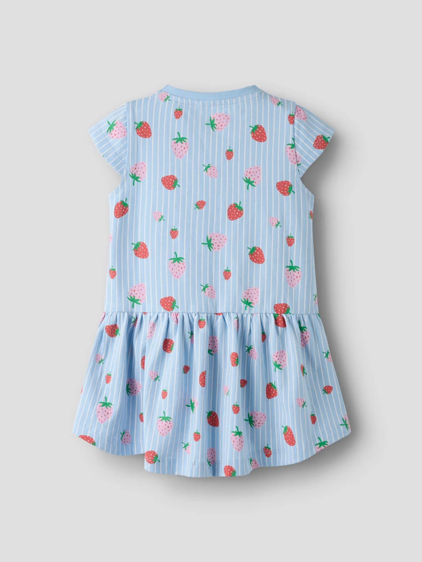 Name it kurzarm Kleid Erdbeeren blau gestreift