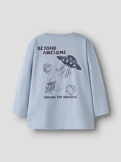 Name it Langarmshirt Explore the Universe nebelblau