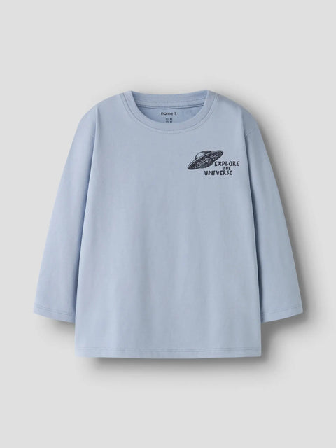Name it Langarmshirt Explore the Universe nebelblau