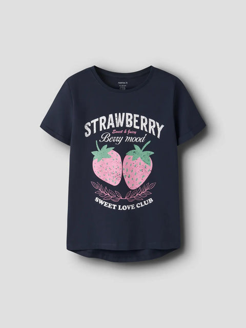 Name it T-Shirt Erdbeere dunkelblau