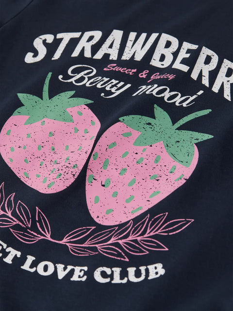 Name it T-Shirt Erdbeere dunkelblau