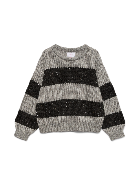 Vero Moda Girls Strickpullver mit Glitzerpailetten silbergrau/schwarz