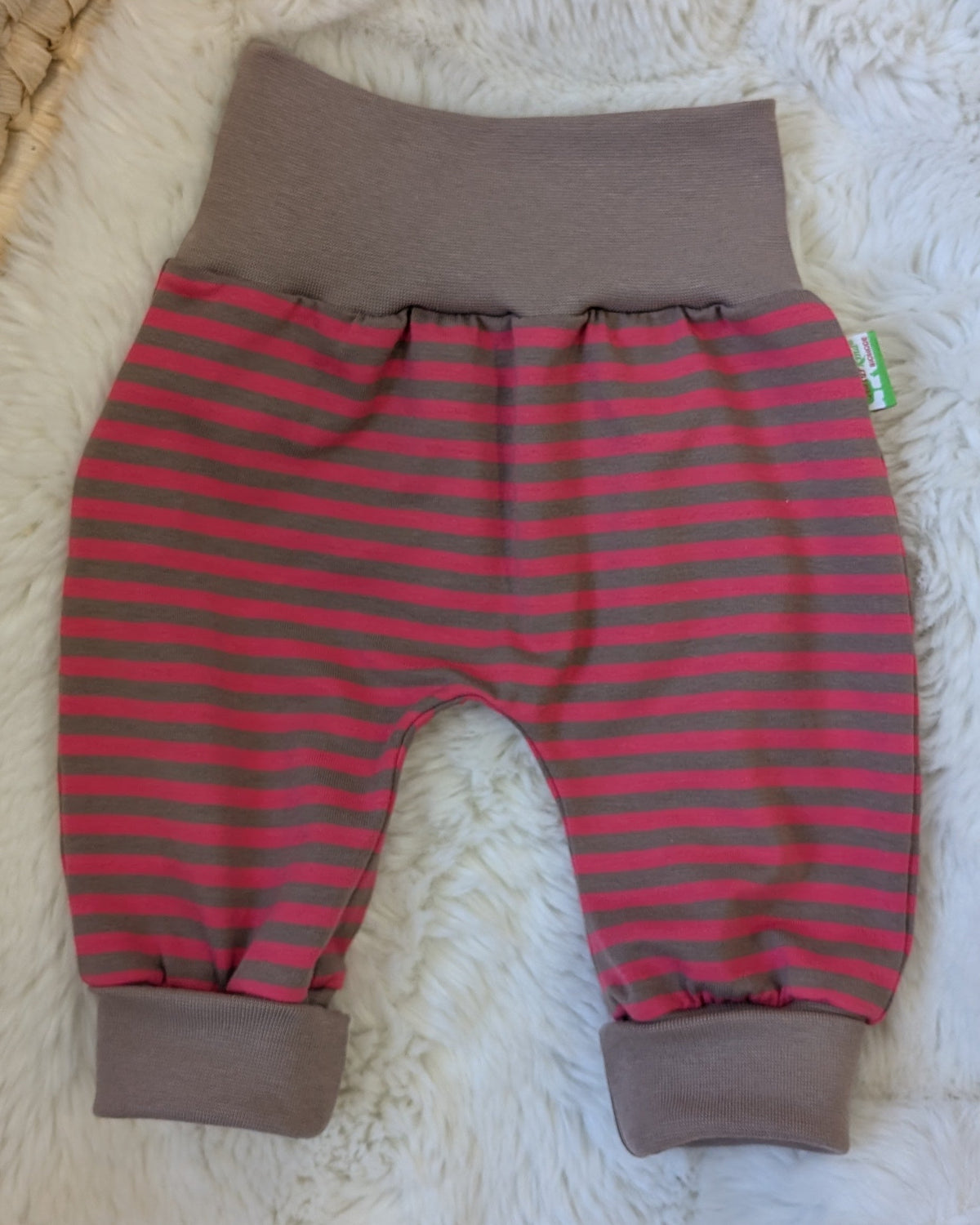 Mitwachshose Ringel taupe/rot