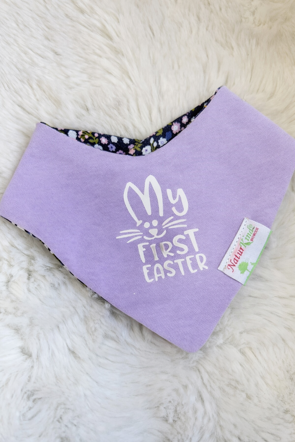 Wendehalstuch Uni flieder "my first easter"