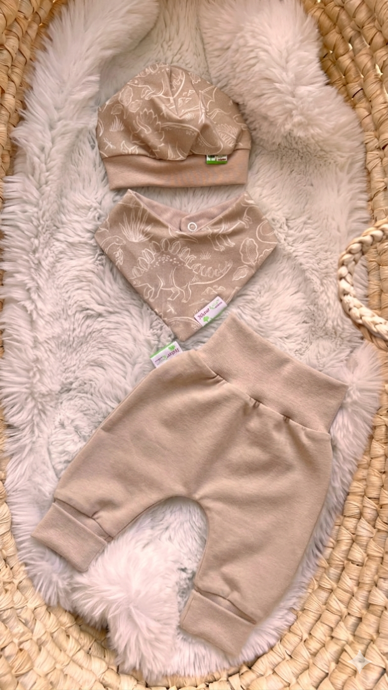 MitwachsSet für Babys - Dinowelt beige + Kuschel Sweat beige ★exklusiv★