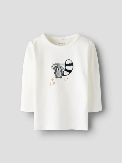 Name it Langarmshirt Waschbär cloud dancer