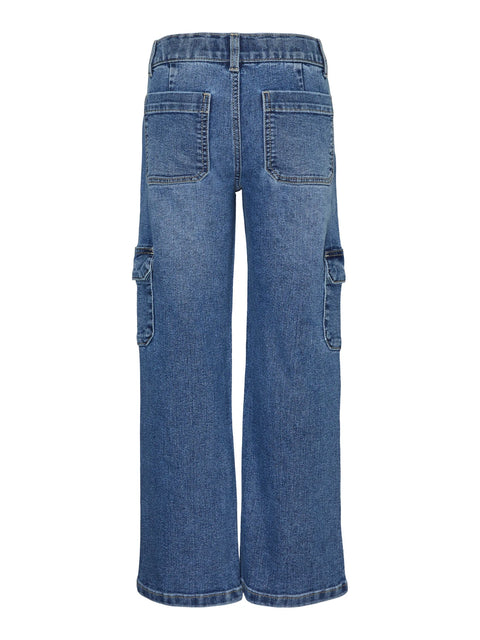 Vero Moda Girls Cargo Jeans Medium Blue