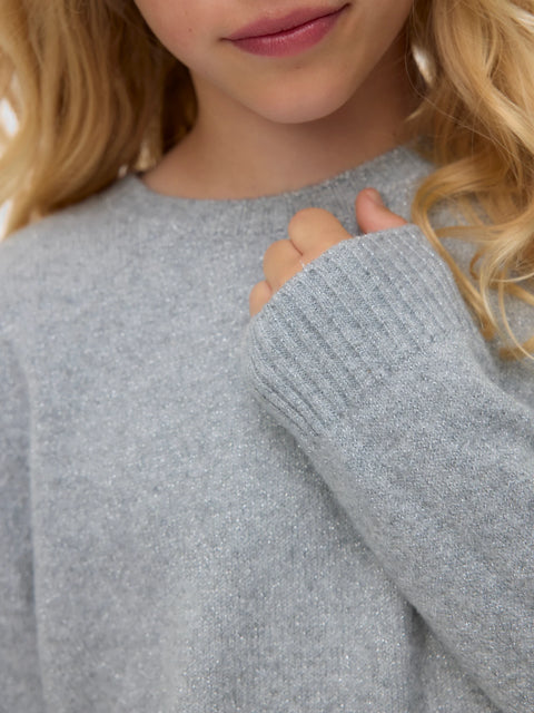 Vero Moda Girls Glitzer Strickpullover silver light grey