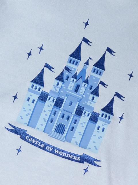 Name it Langarmshirt Glitzer Traumschloss hellblau