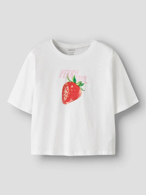 Name it Short T-Shirt Erdbeere weiß