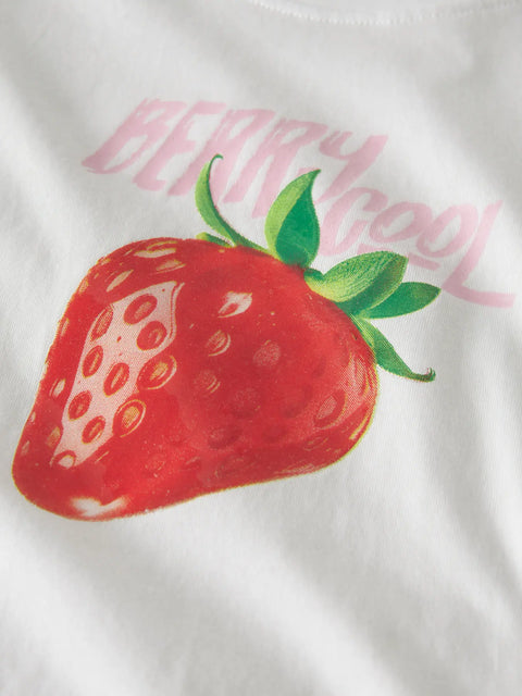 Name it Short T-Shirt Erdbeere weiß