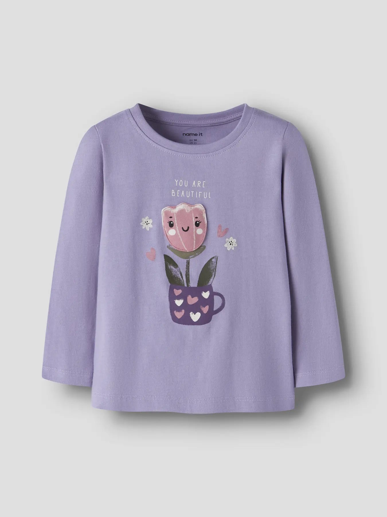 Name it Langarmshirt Blume flieder