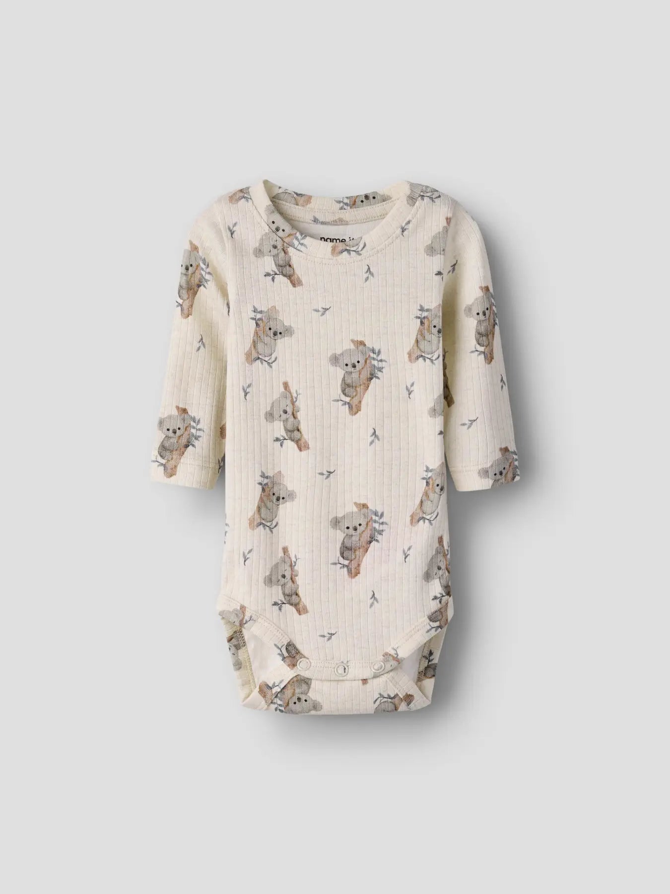 Name it Langarm Rib Body Koala beige meliert