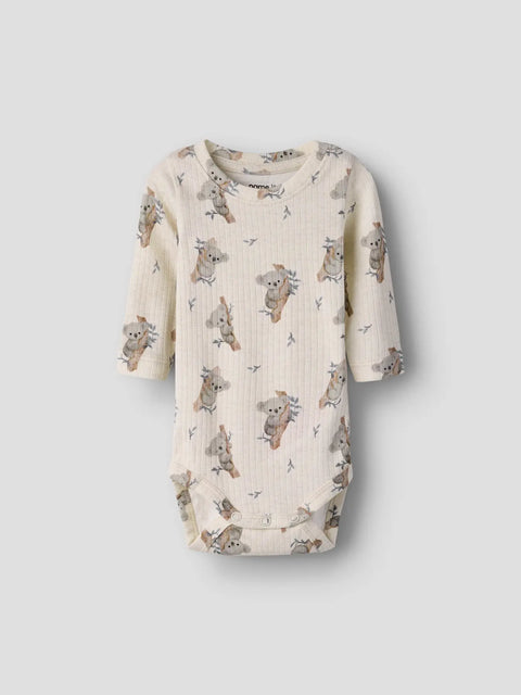 Name it Langarm Rib Body Koala beige meliert