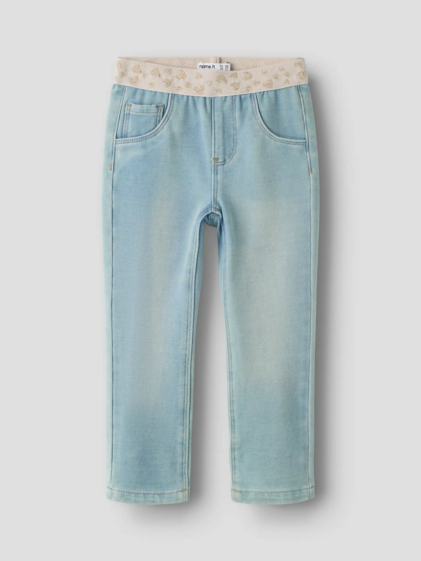Name it Jeans Leggings light blue Glitzerbündchen Herzen