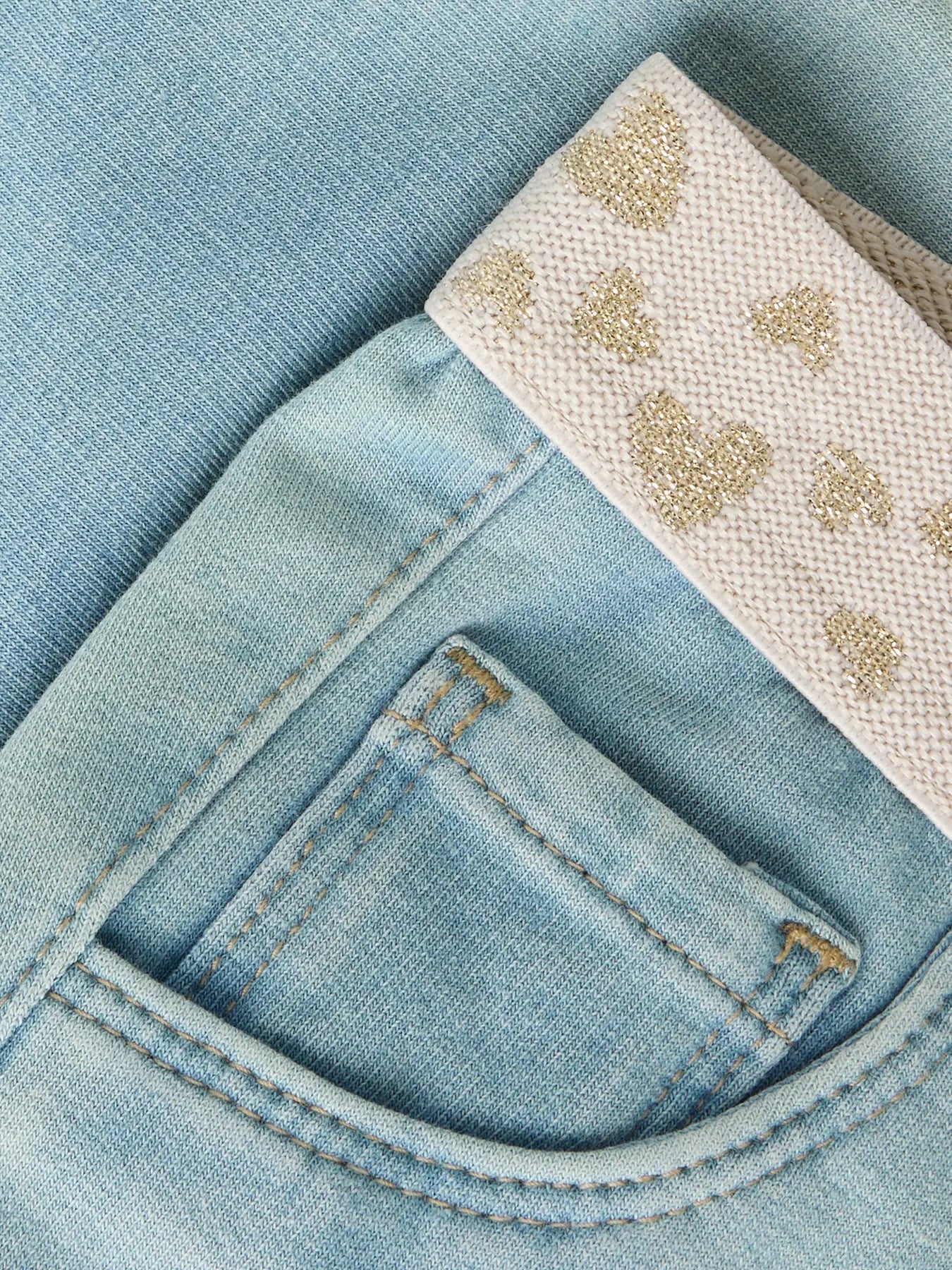 Name it Jeans Leggings light blue Glitzerbündchen Herzen