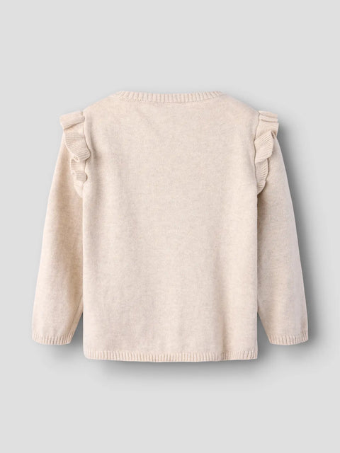 Name it Rüschen Strickjacke Blumenranke beige