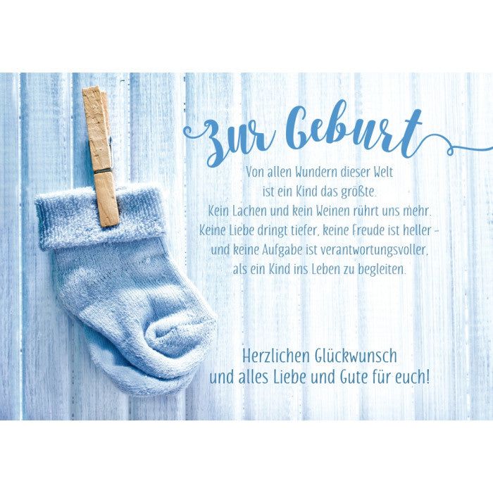 Karte "Zur Geburt" blau